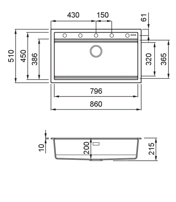 Lavello BEST 360    86X51    1 vasca ANTRACITE 59