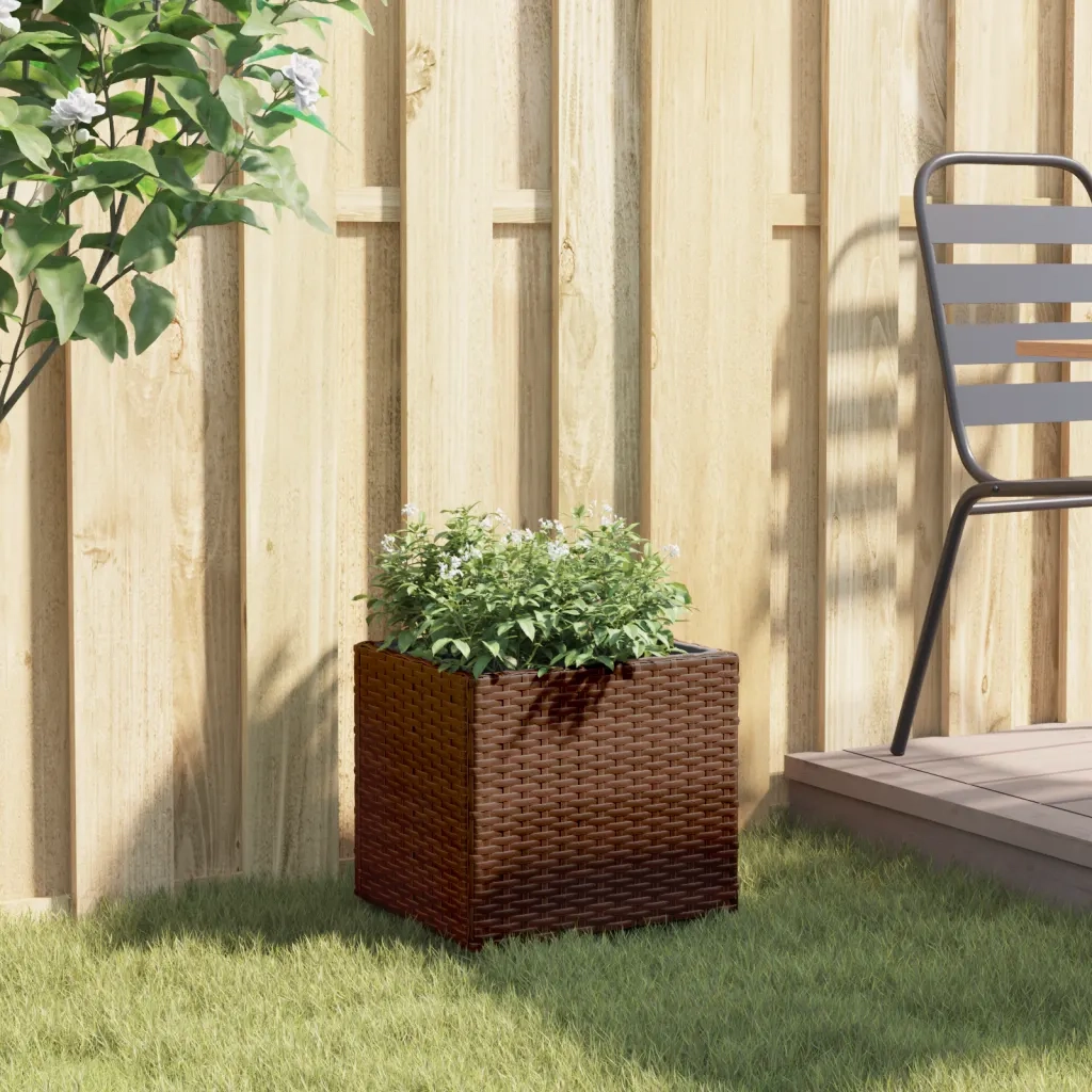 Fioriera | Cassetta per fiori | Vaso da Giardino Marrone 36x30x32 cm in Polyrattan