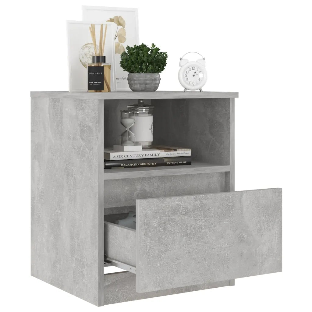 Comodino Grigio Cemento 40x40x50 cm in Legno Multistrato 806165