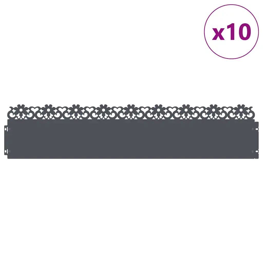 Bordure per prato 10 pcs Antracite 103 x 0,05 x 22 cm Acciaio 874771