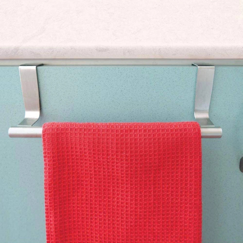 Trade Shop - Porta Asciugamani Strofinacci In Acciaio 23cm Per Ante Porte Con Aggancio Rapido -