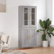Credenza-Buffet-Armadio da cucina Grigio Sonoma 69,5x34x180 cm in Legno Multistrato 881711