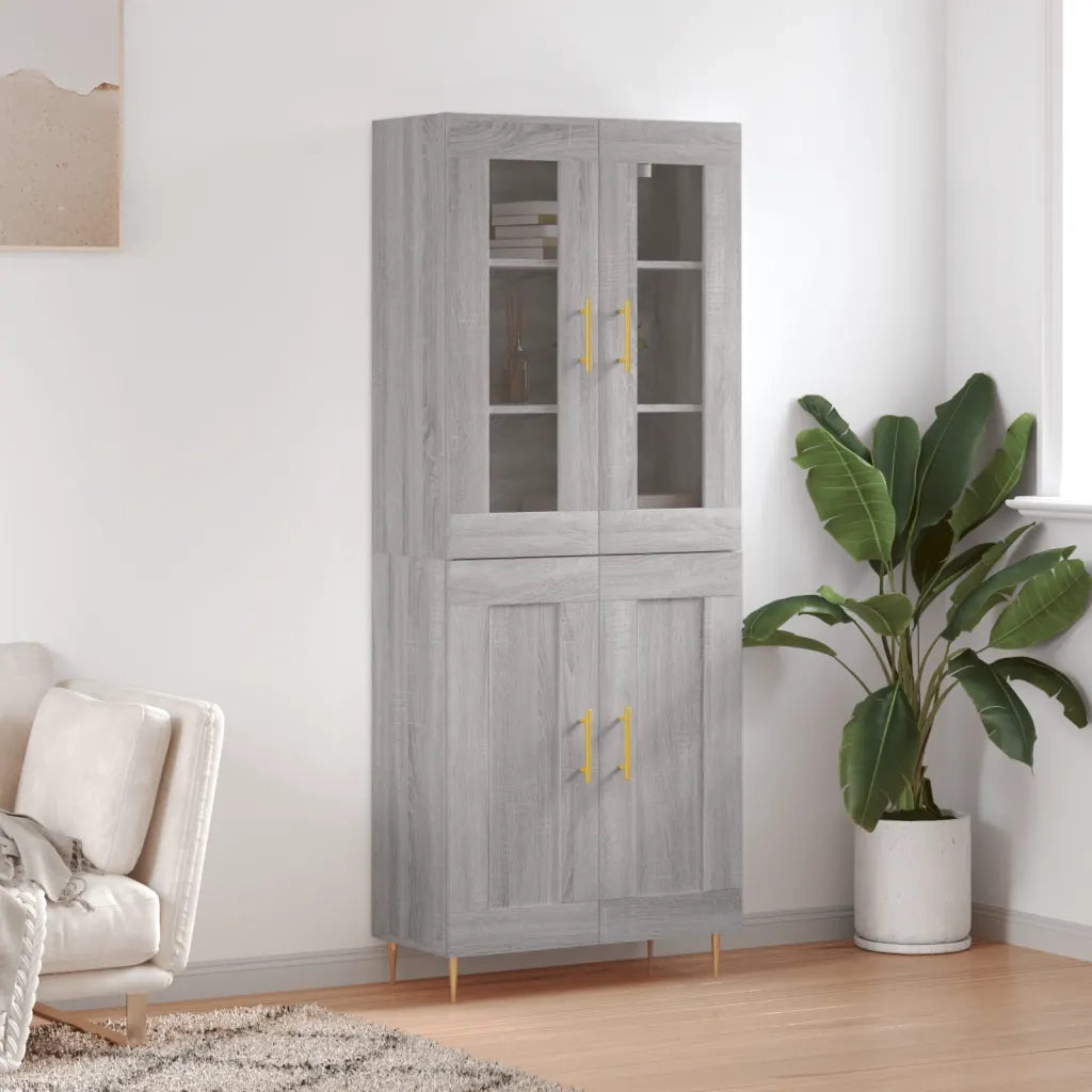 Credenza-Buffet-Armadio da cucina Grigio Sonoma 69,5x34x180 cm in Legno Multistrato 881711