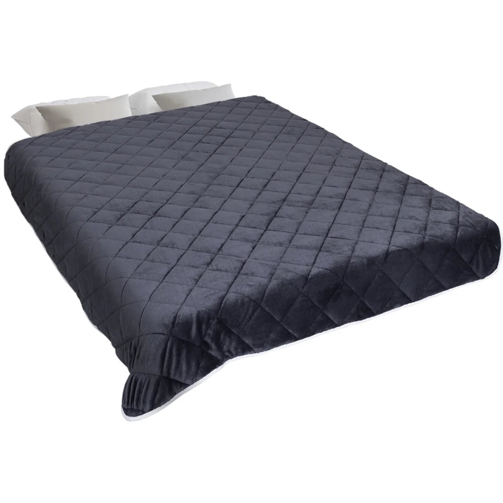IDMarket - Coperta pesata 150x200 CM CELESTE biface grigio polare e bianco 7 kg