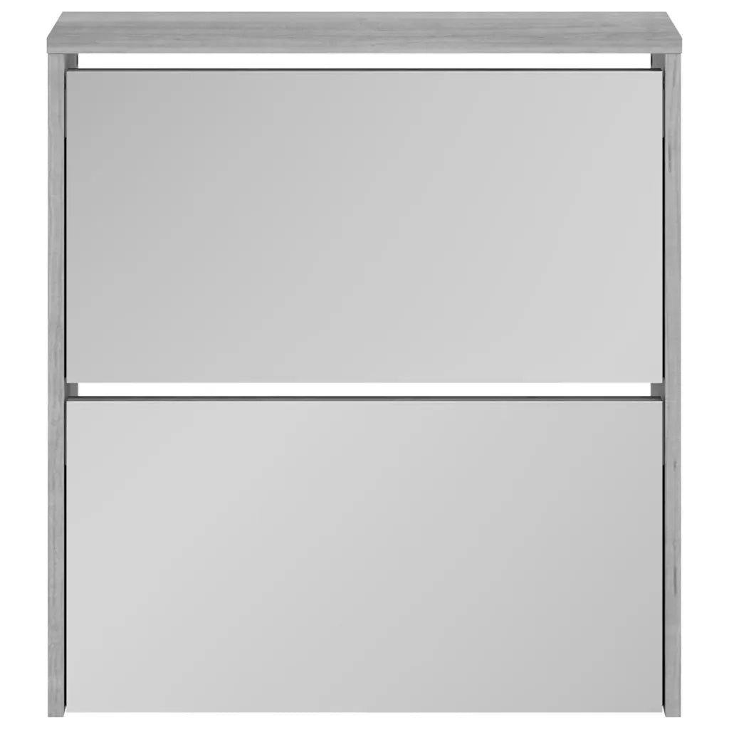 Scarpiera con Specchio a 2 Livelli Grigio sonoma 63x17x67 cm 342633