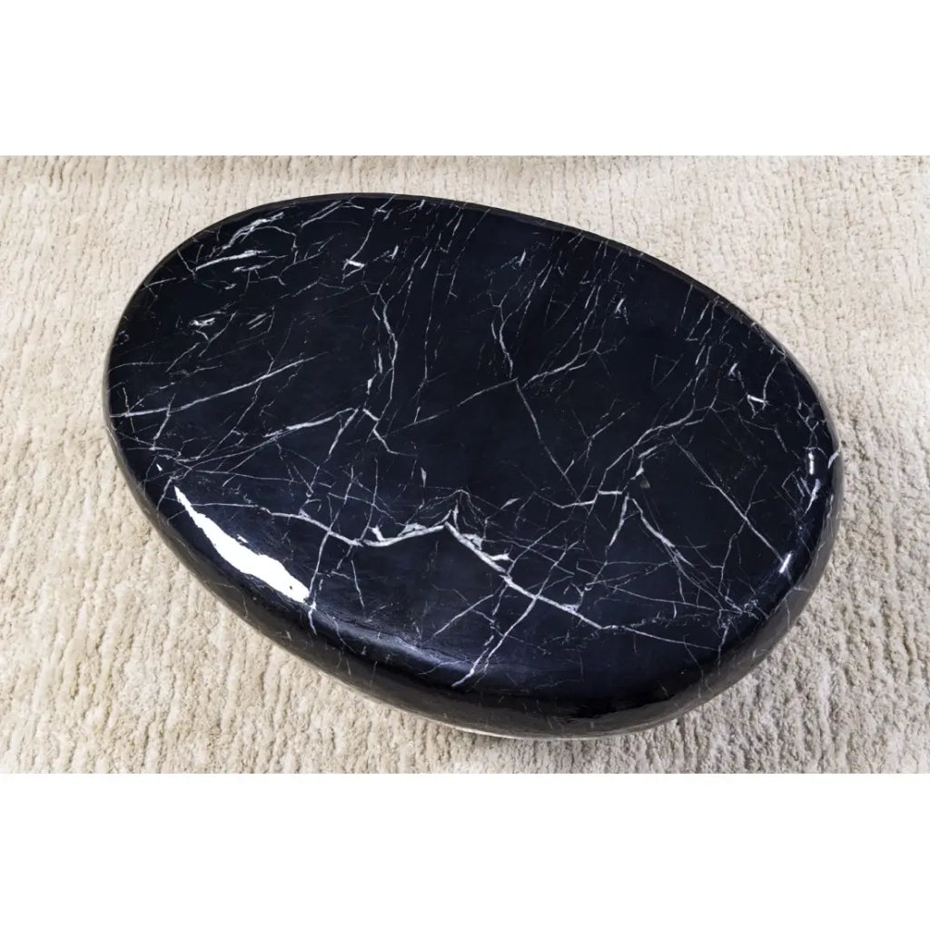 Tavolino GALEA nero effetto marmo - Alluminio design contemporaneo