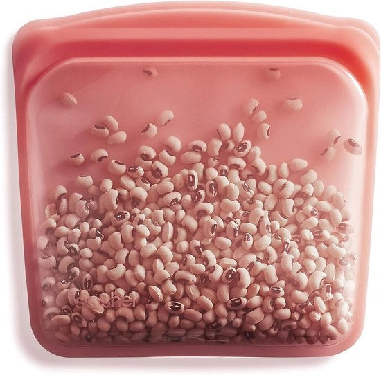 Sacchetto di silicone Premium per il pranzo, rossastro, ecologico, resistente al forno, lavastoviglie e congelatore, amichevole con l'ambiente, sacchetto per il pranzo impermeabile, 828 ml