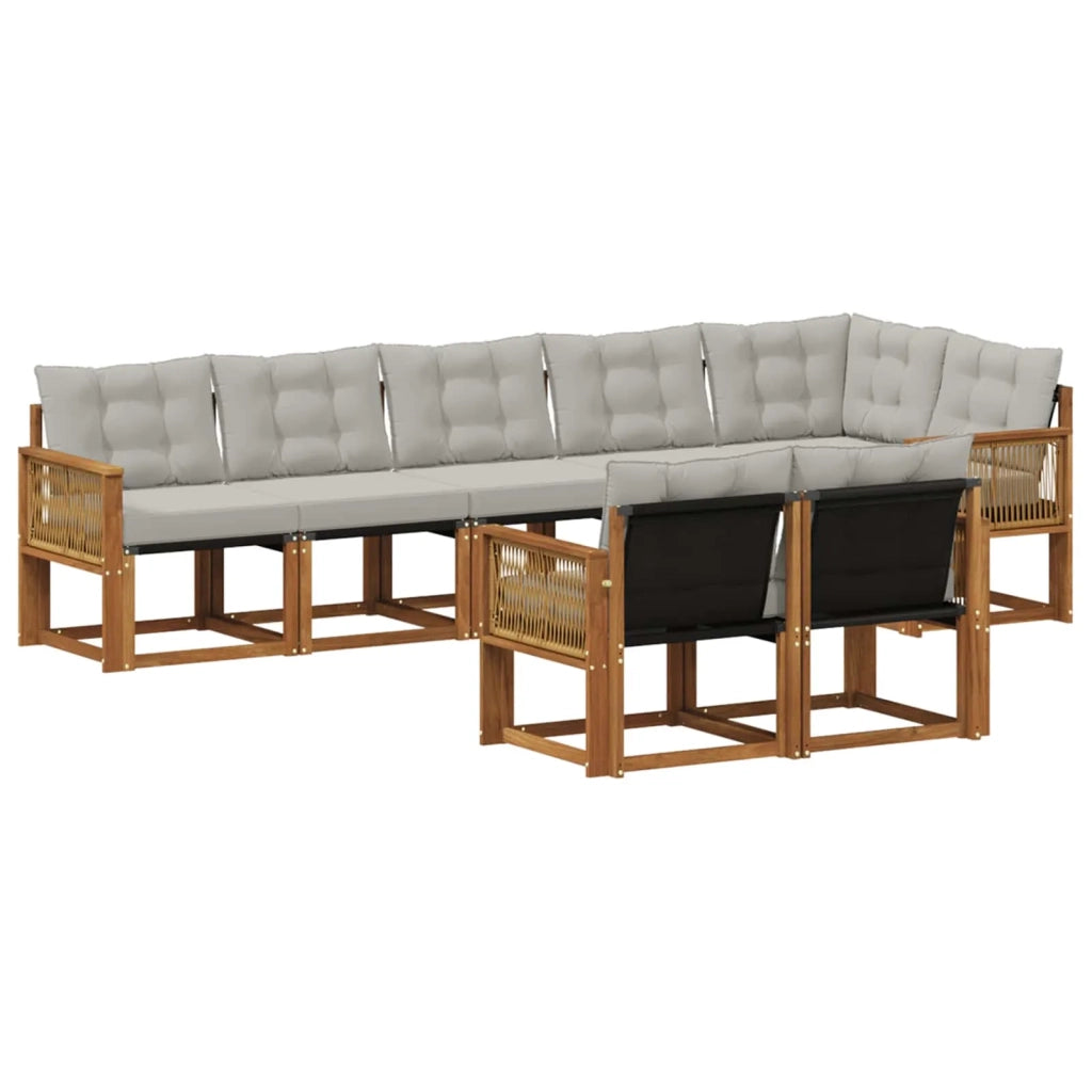 Set di divani da esterno 8 pz Naturale e Grigio Chiaro 3382035