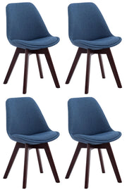 Set di 4 Sedie Visitatore Tessuto Borneo blu,noce