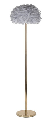 Lampada da Terra Feathers Slim Grigia Ø43x170 cm in Ferro e Plastica Grigio e Oro