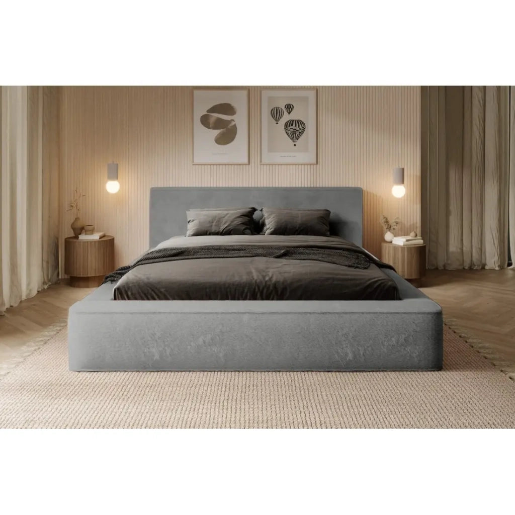 Letto contenitore ORLANE – Grigio Carbone minerale polare – 140x200 cm – Rete sollevabile – Design di alta gamma