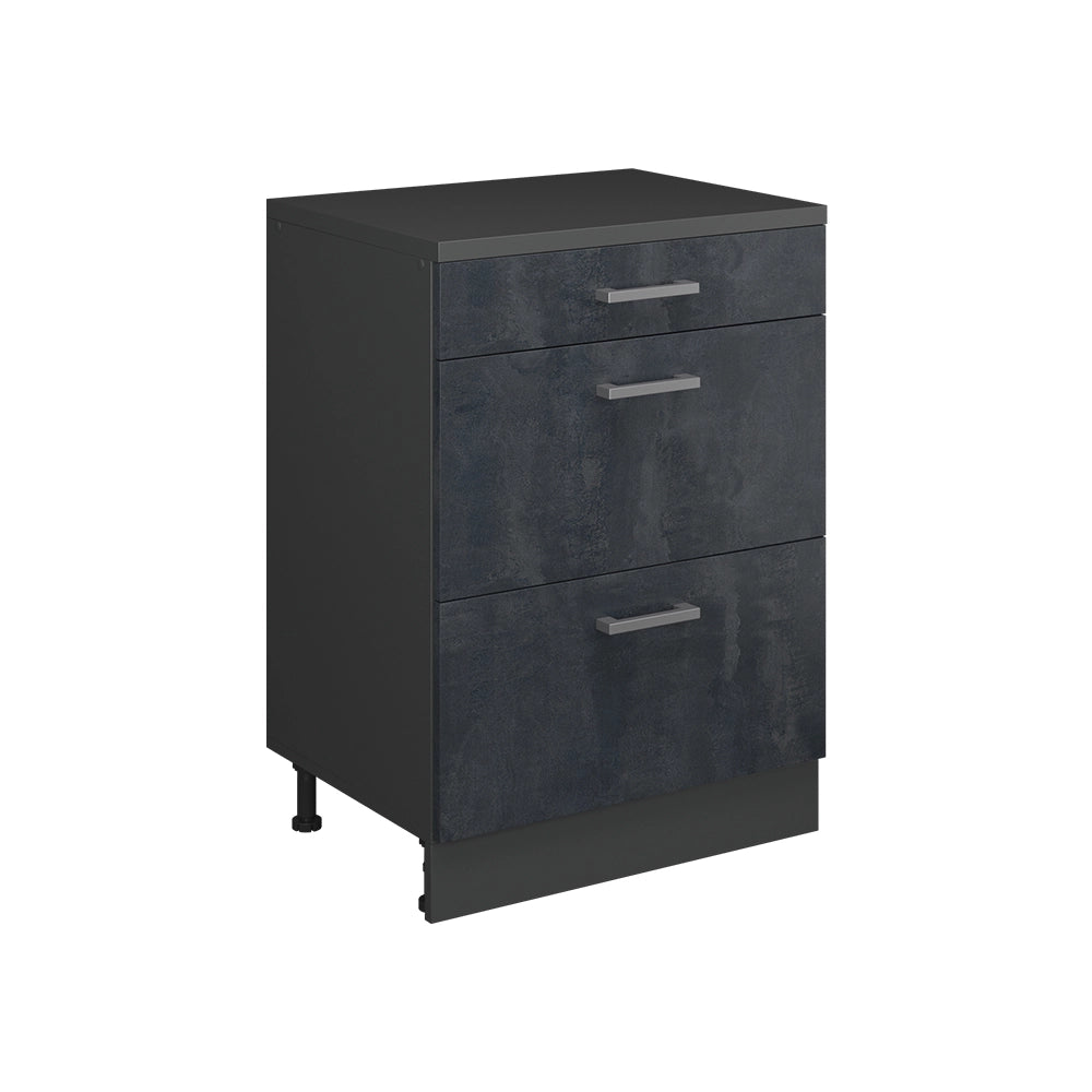 Mobile per mansarda Rion Calce nera/Antracite 60 x 83.8 cm senza inclinazione con 3 cassetti Vicco