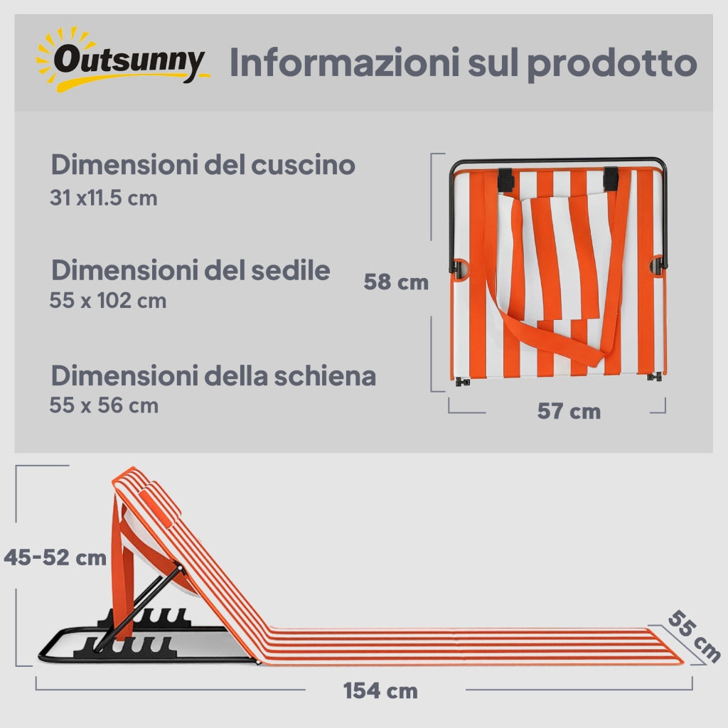Lettino Pieghevole ¨C zephmum ¨C Arancione, Regolabile, 2 Pezzi