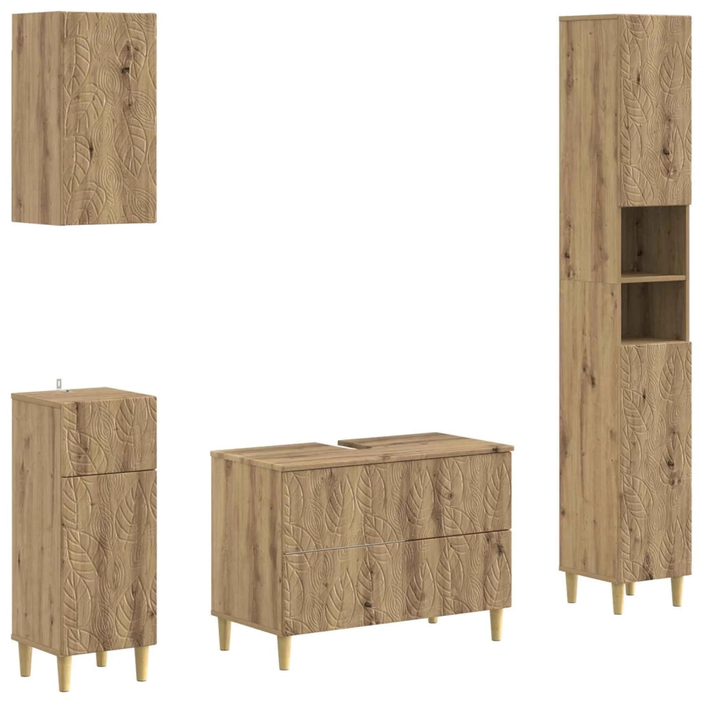 Set di Mobili da Bagno da 4 Pezzi DELFT Rovere Artigianale 3417953