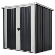 CASETTA DA GIARDINO IN ACCIAIO CON DOPPIA PORTA 147 X 86 X 134 CM NERO E BIANCO