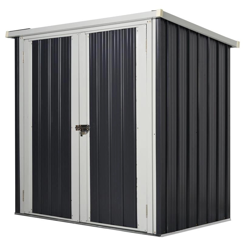 CASETTA DA GIARDINO IN ACCIAIO CON DOPPIA PORTA 147 X 86 X 134 CM NERO E BIANCO