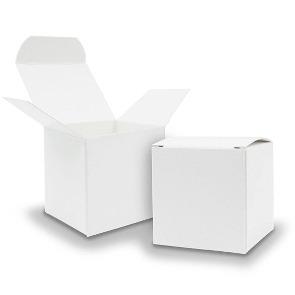 Trade Shop - 15 Bomboniera Scatola Bianco Cubo Carta Lucida Portaconfetti Matrimoni Battesimo -