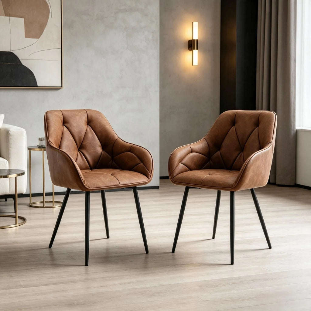 Set 2 Sedie da Pranzo Moderne con Braccioli, Schienale Ergonomico, Imbottite e Comode