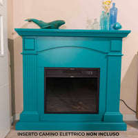 Cornice da Pavimento per Inserto Camino Elettrico 113,7x102,2x28,2 cm in MDF Sined Cetona Turchese