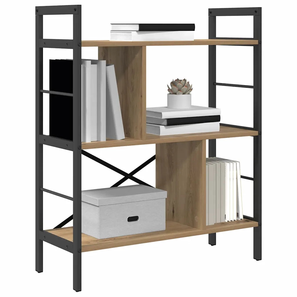 Libreria-Scaffale per Libri-Mobile di Stoccaggio Rovere artigianale 75 x 30 x 91 cm Legno multistrato