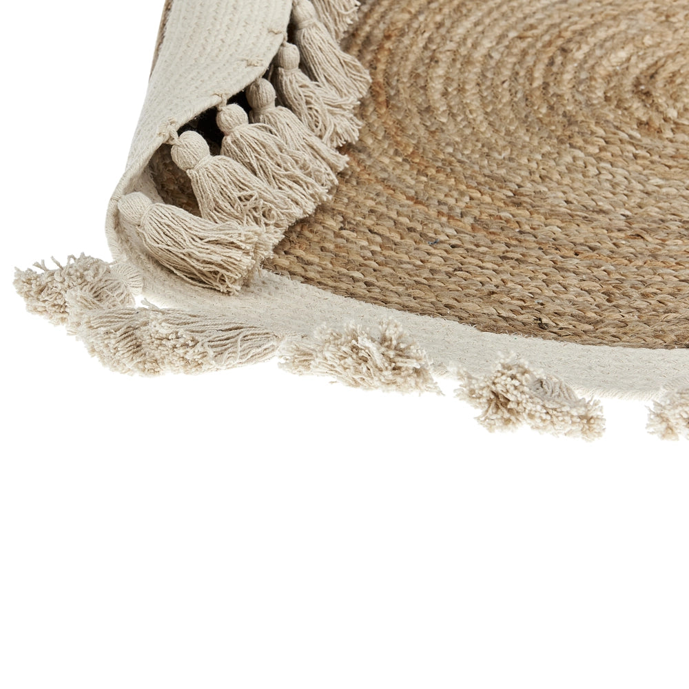 Tappeto beige chiaro rotondo 120 cm boho rustico iuta naturale decorativo soggiorno camera da letto sala da pranzo