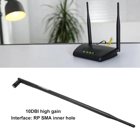 Antenna a alta guadagno 10DBI a doppia banda con connettore RP SMA - Amplificatore di segnale per dispositivi di rete e webcam.
