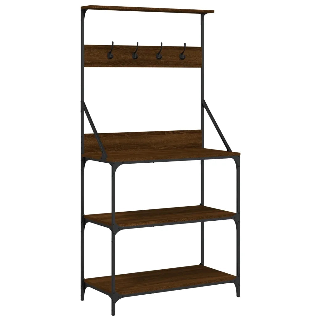 Scaffale Cucina Ganci 4Ripiani Rovere Marrone Legno Multistrato 838962