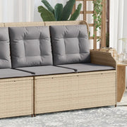 Panca Reclinabile da Giardino con Cuscini-Sgabello-Sedia da esterno Beige in Polyrattan 222868