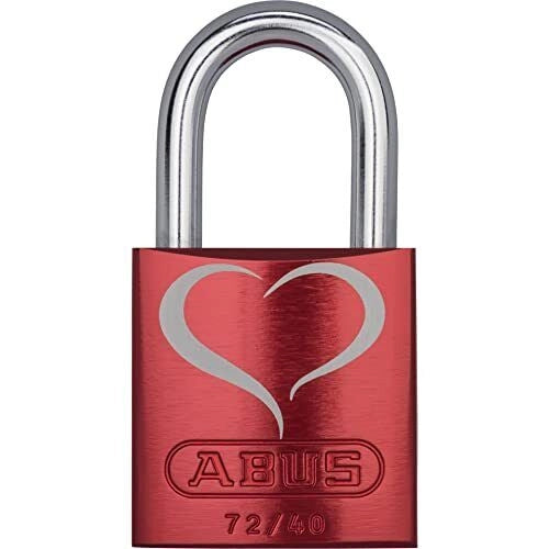 ABUS 712483 Love 72-40 Lock Look 2 SL 6 Lucchetto con Cilindro ABUS 6 Pin e Catenaccio in Acciaio Temprato con Protezione NANO PROTECT colore Rosso