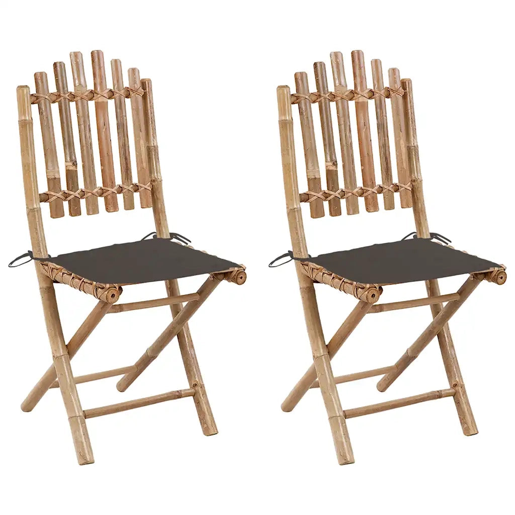 Sedie da Giardino Pieghevoli 2 pz con Cuscini in BambÃ¹ cod mxl 17400