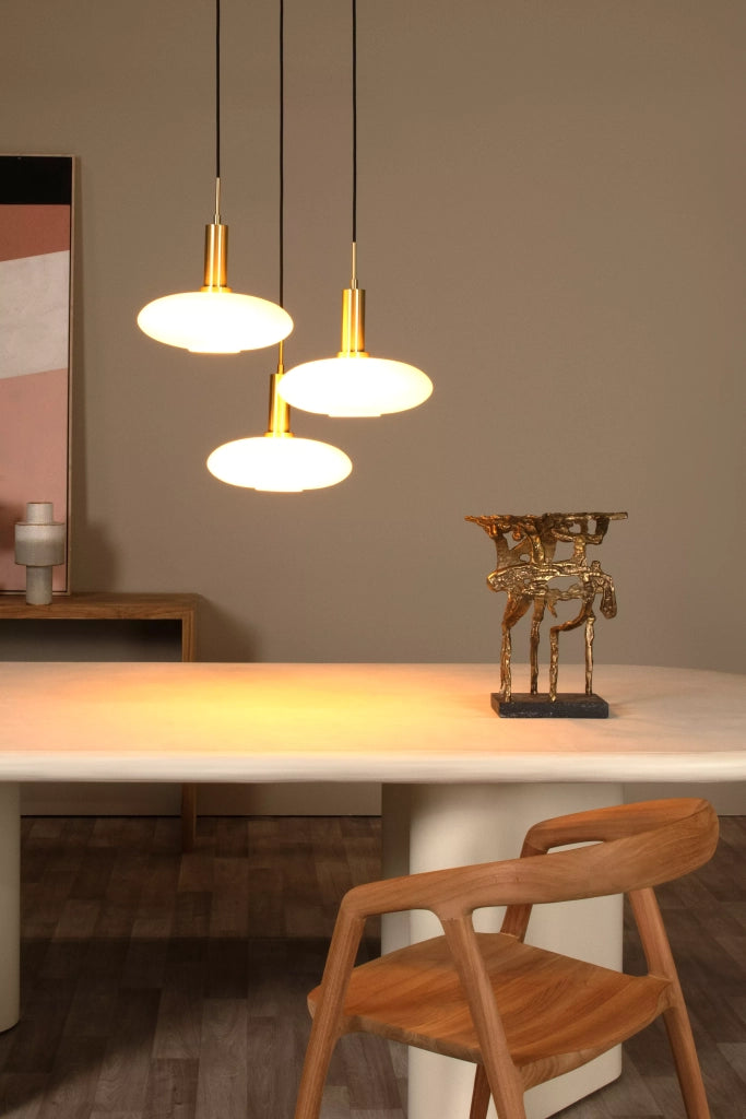 Lampadario Singala Lucide 3 luci vetro bianco ottone