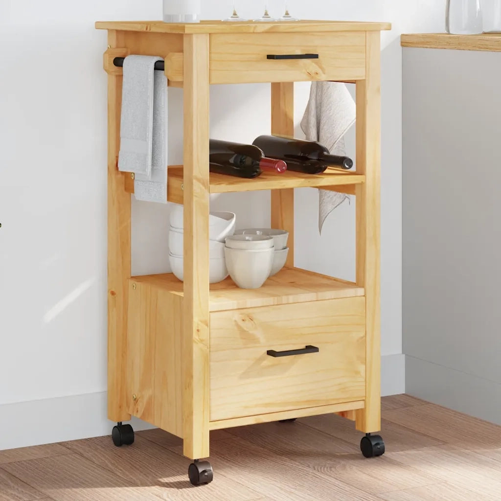 Carrello da Cucina-Scaffale per Cucina MONZA 48x40x88,5 cm in Legno Massello di Pino 621324