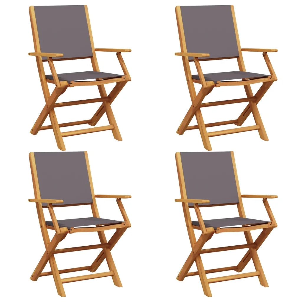 Sedie Giardino Pieghevoli 4pz Antracite Tessuto Legno Massello 3214577