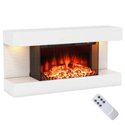 Camino elettrico stufa da 750W/1500W con luci LED 12 colori di fiamma, Camino elettrico da parete a 3 lati Bianco-Caminetto elettrico