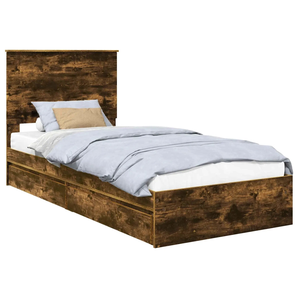Letto con Contenitore Rovere fumé 75 x 190 cm Legno multistrato