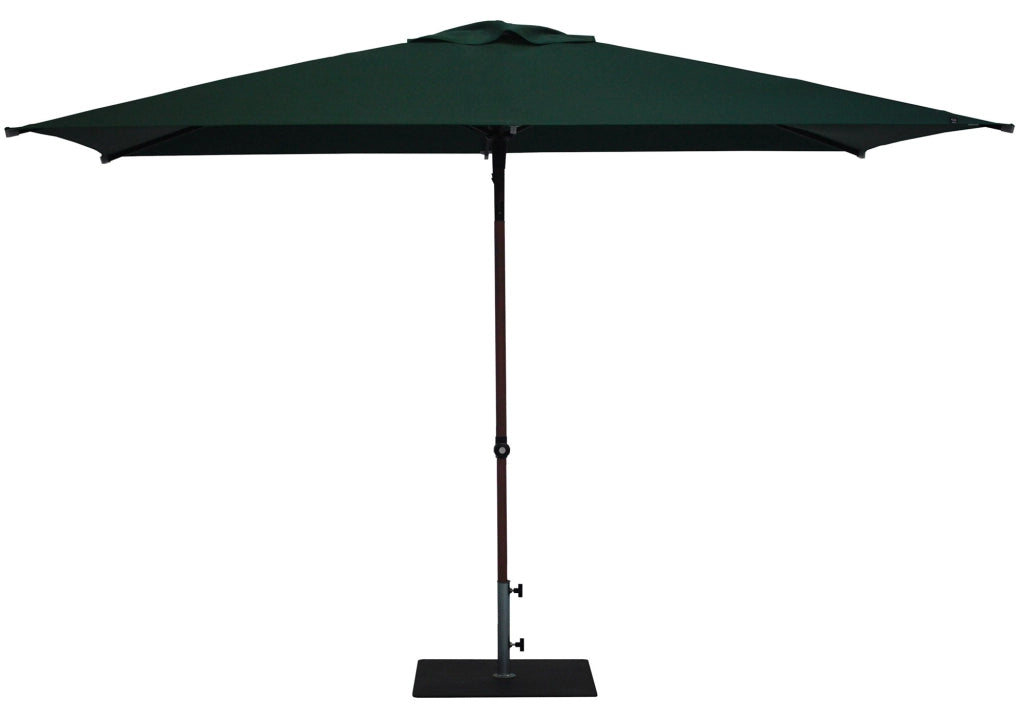 Ombrellone da Giardino 3x2 m Palo Ø38 mm in Alluminio Effetto Legno Tessuto Poliestere Trend Wood Verde