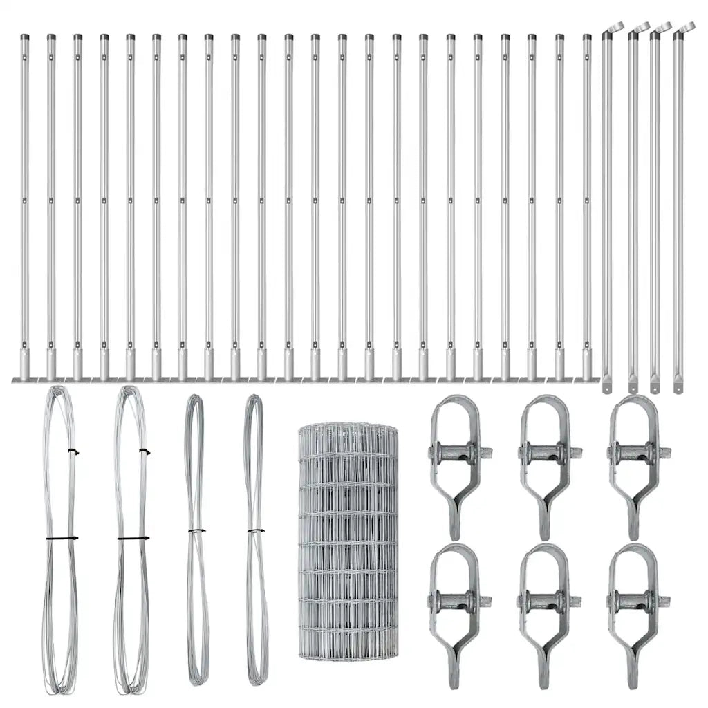 Recinzione da Giardino | Recinzione con Posto Argento 0,6 x 50 m Acciaio