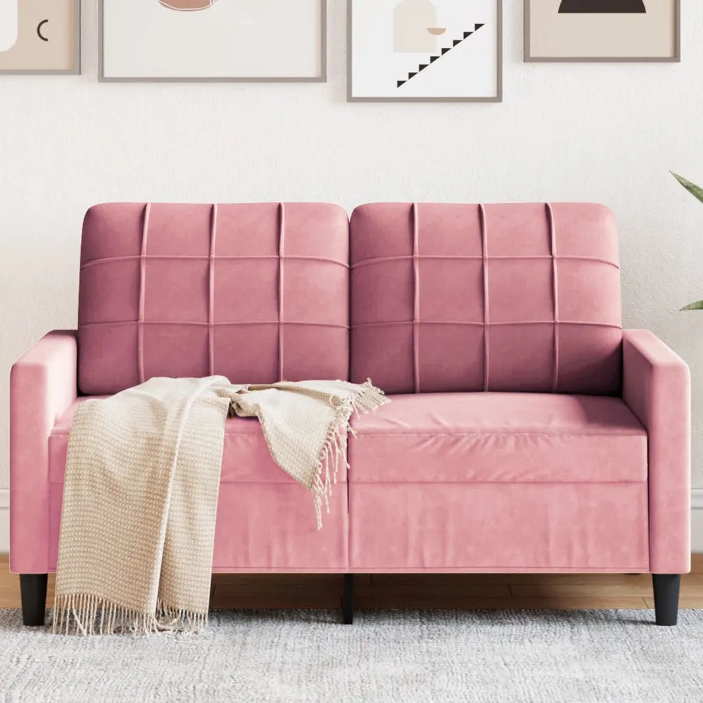 vidaXL Divano a 2 Posti Rosa 120 cm in Velluto
