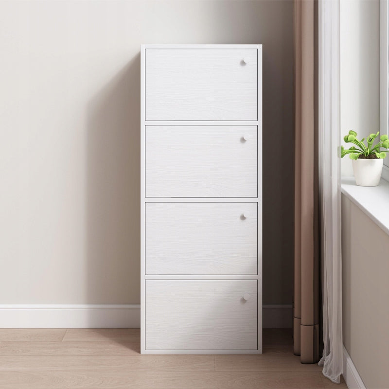 Cassettiera moderna capiente grande bianca scandinava loft retrò 4 ripiani