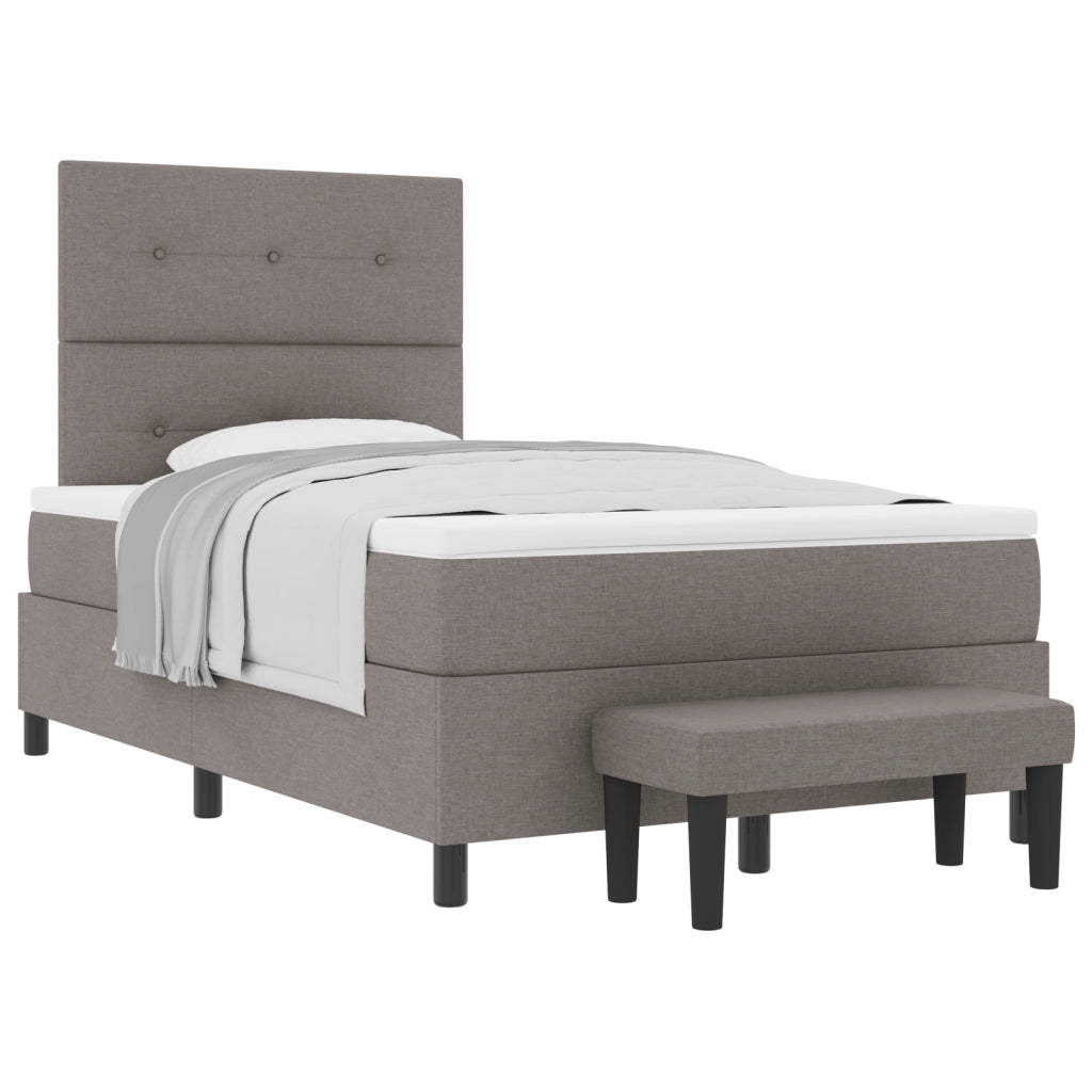 Letto Box Spring con Materasso & Panca Taupe 120x200 cm Tessuto