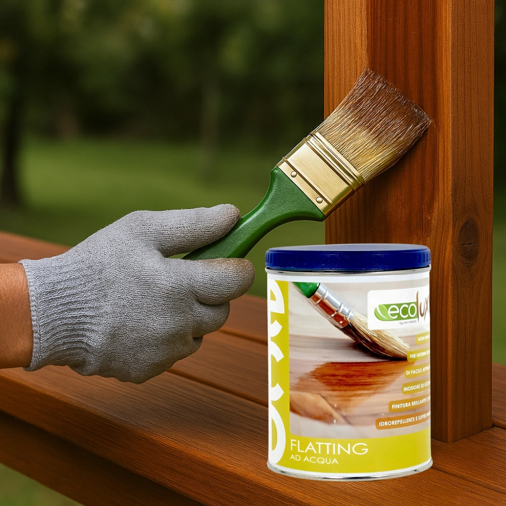 Ecolux flatting ad acqua vernice lucida per legno trasparente *** formato 0,750 lt, confezione 1