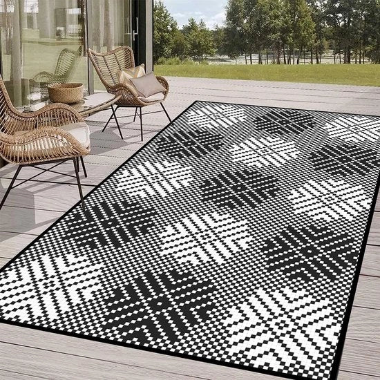 Tappeto Esterno Resistente al Tempo 180 x 120 cm, Ombrello da Pic-nic Reversibile per Giardino, Patio, Campeggio