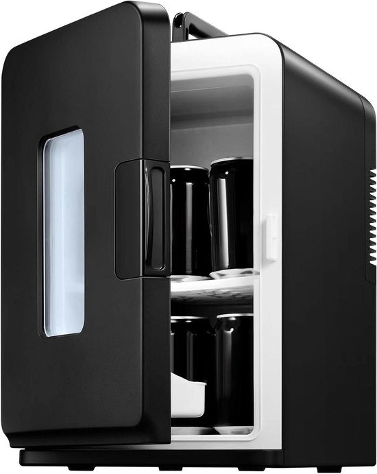 Mini frigorifero 15L con 220V AC/12V DC per uso in auto e in casa - Refrigeratore portatile per bevande cosmetici snack - Modalità massima e eco Nero