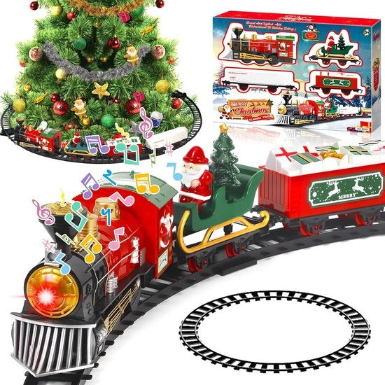 Treno elettrico di Natale - Treno di Natale elettrico - Treno intorno all'albero di Natale - Decorazione di Natale a vapore - Treno giocattolo di Natale - Treno di Natale con luce e suono - Decorazione di Natale - Accessori del villaggio di Natale
