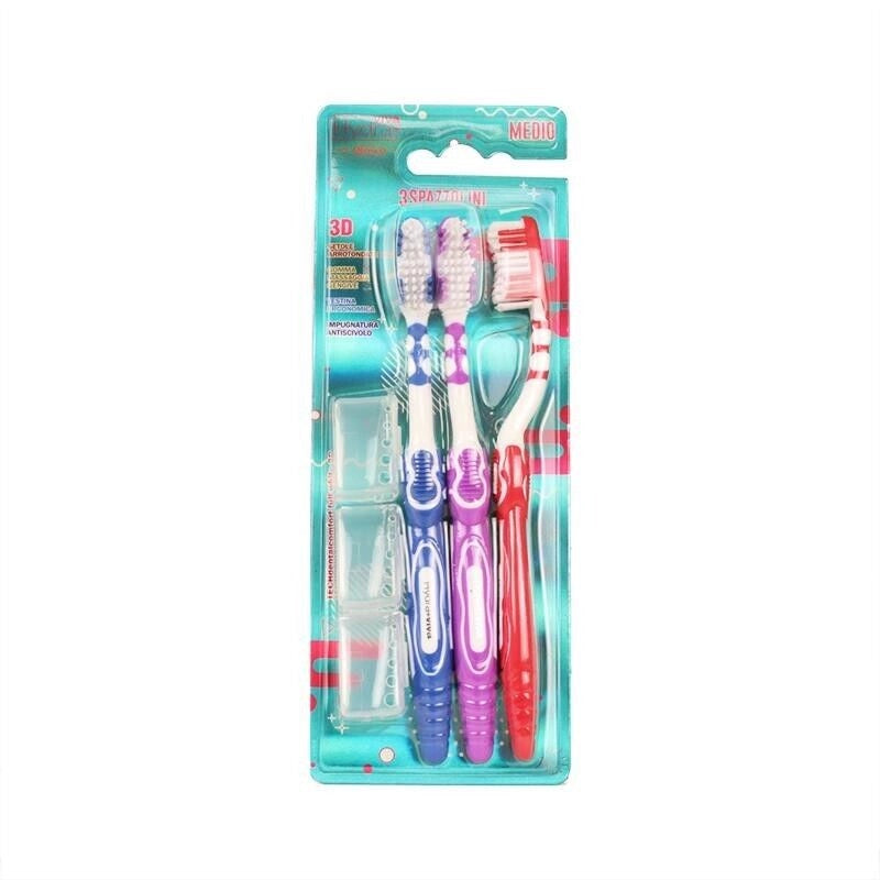 HYDRA VIVA+ SPAZZOLINO DA DENTI TRIPACCO FULL WHITE 3D MEDIO IN SET DA 3 PEZZI