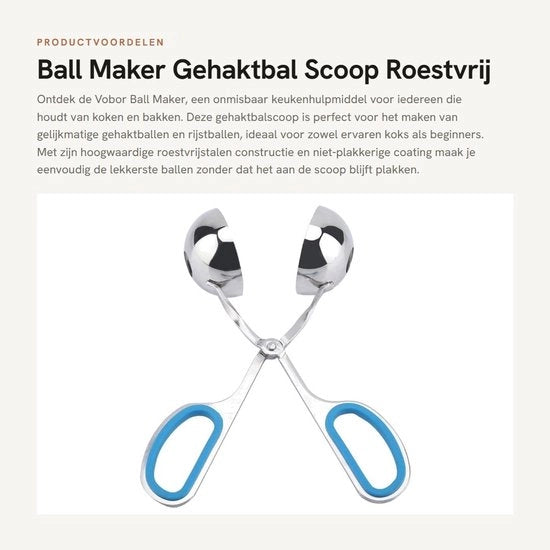 Fabbricatore di Polpette di Carne - In Acciaio Inossidabile - Manico Antiscivolo - Senza Klebstoffe - Duraturo - Progettazione Ergonomica - Dimensione L - Fabbricatore di Polpette di Carne