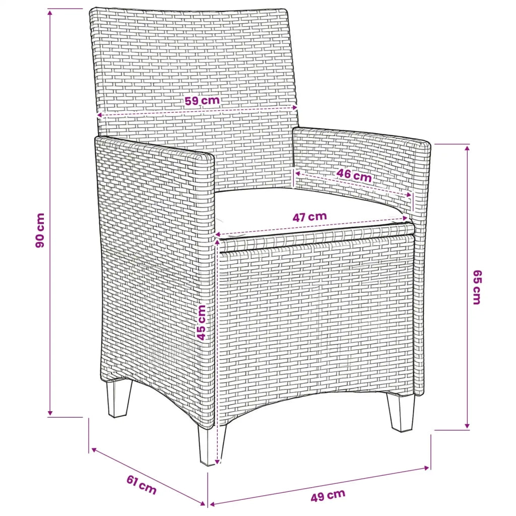 Set da Pranzo per Giardino 5 pz Nero polyrattan 3381088