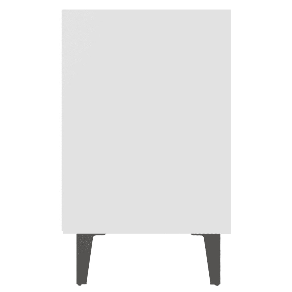 Comodino | Armadio da Notte | Mobiletto da notte con Gambe in Metallo Bianco 40x30x50 cm