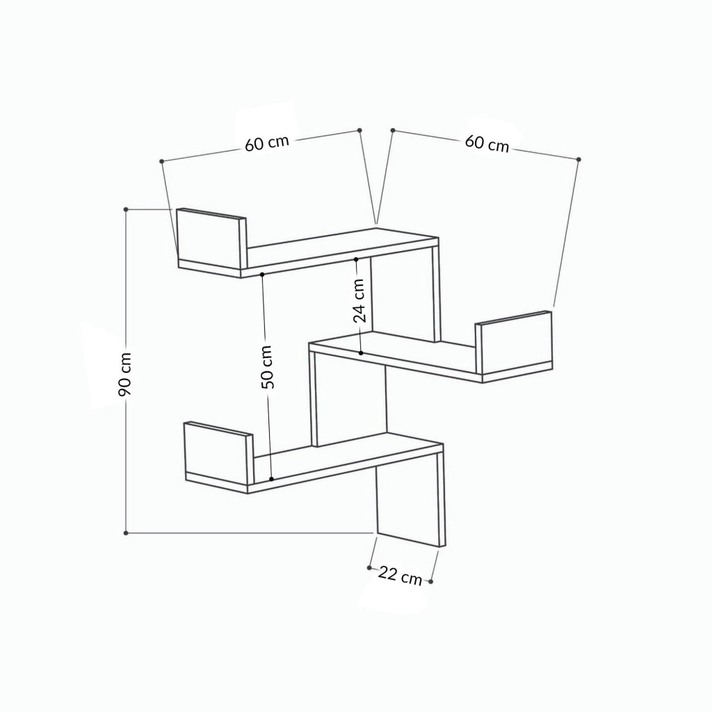 Mensola da parete in legno "Luksa" - 60 x 90 x 60 cm - Rovere
