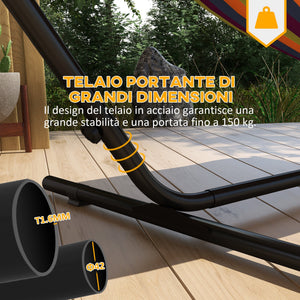 Supporto per Amaca max 150kg con Tavolino Integrato 285x125x110 cm in Acciaio Nero
